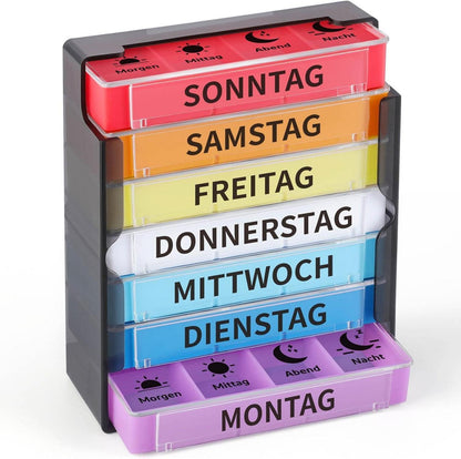 Wochenplaner Pillendose 7 Tage 4 Fächer Organizer