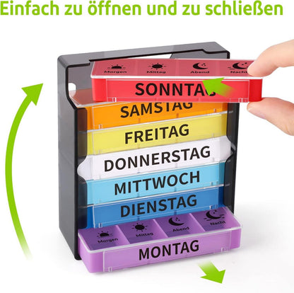 Tablettenbox 7 Tage Medikamentenbox 4 Fächer BPA-frei