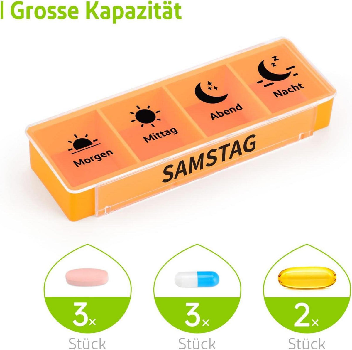 Wochenplaner Pillendose 7 Tage 4 Fächer Organizer