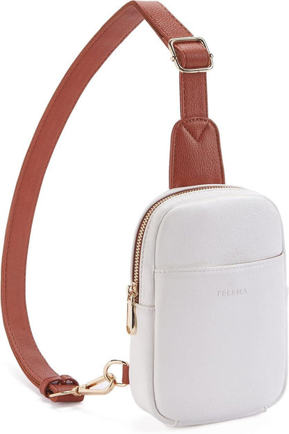 Kleine Damen Umhängetasche Kunstleder Beige Braun 6-3101-weissbraun