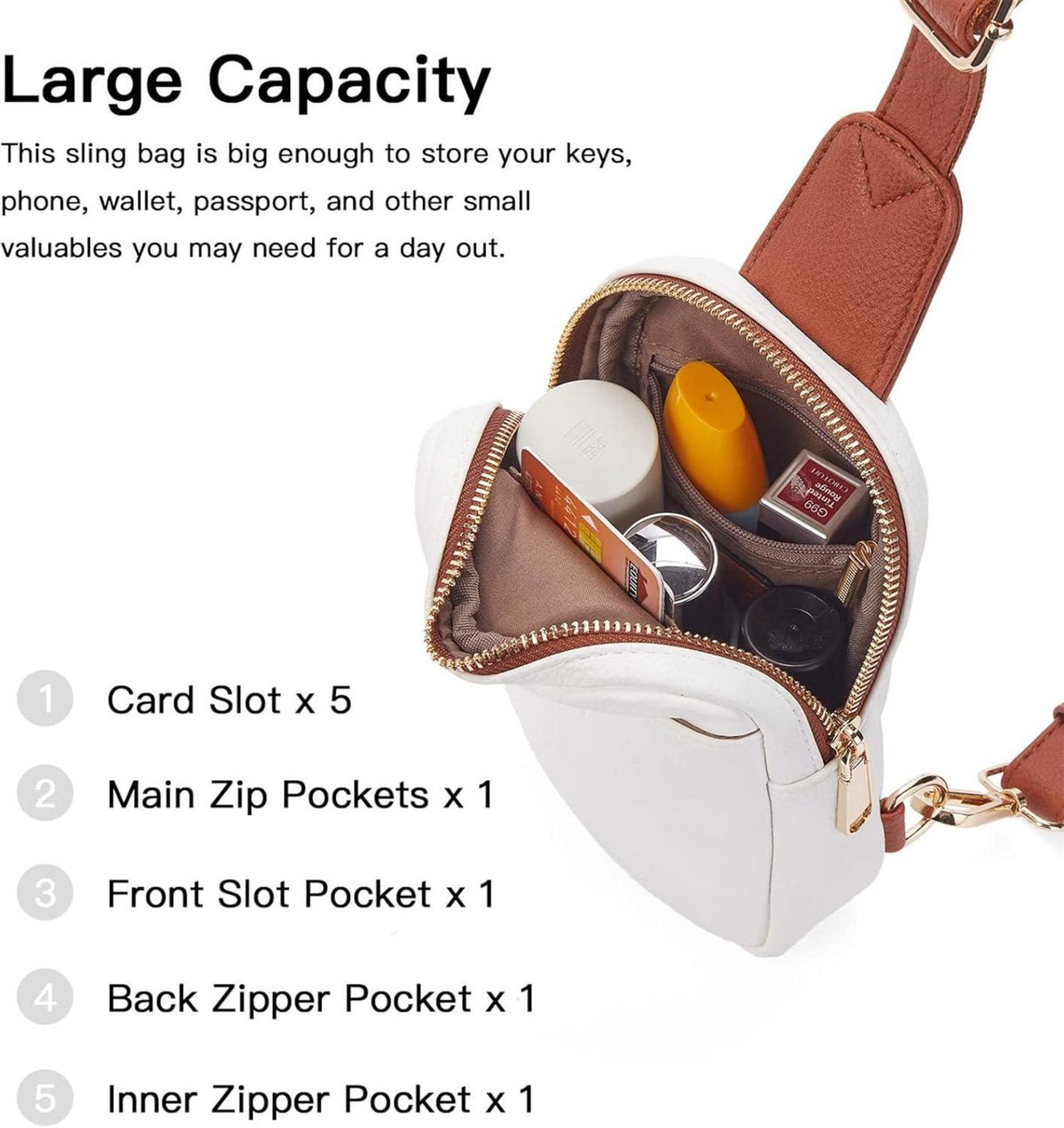 Telena Klein Umhängetasche Damen Mini Crossbody Bag Beige Braun