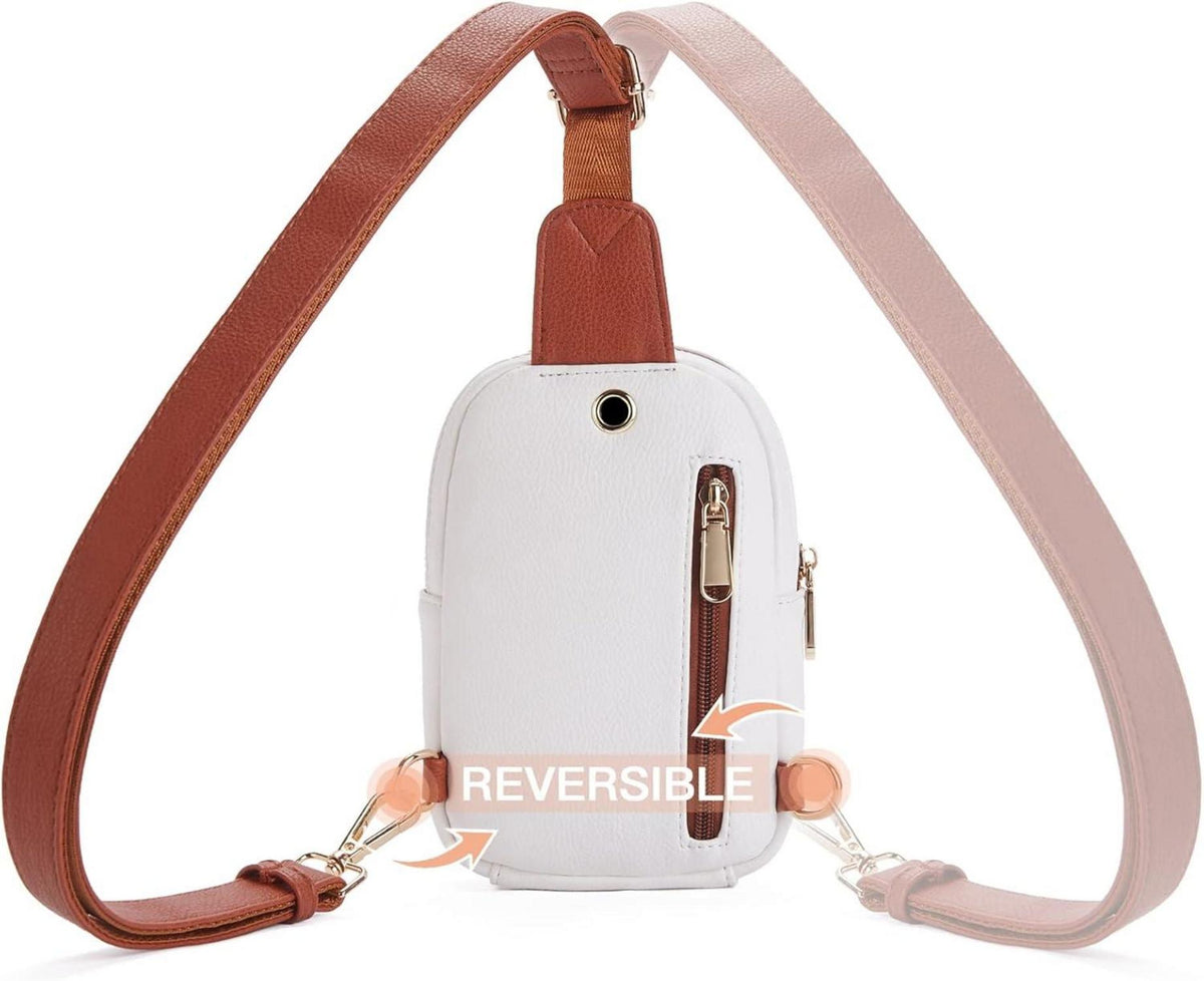 Telena Damen Crossbody Bag Kunstleder Mini Beige Braun