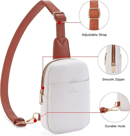 Telena Damen Crossbody Bag Kunstleder Mini Beige Braun