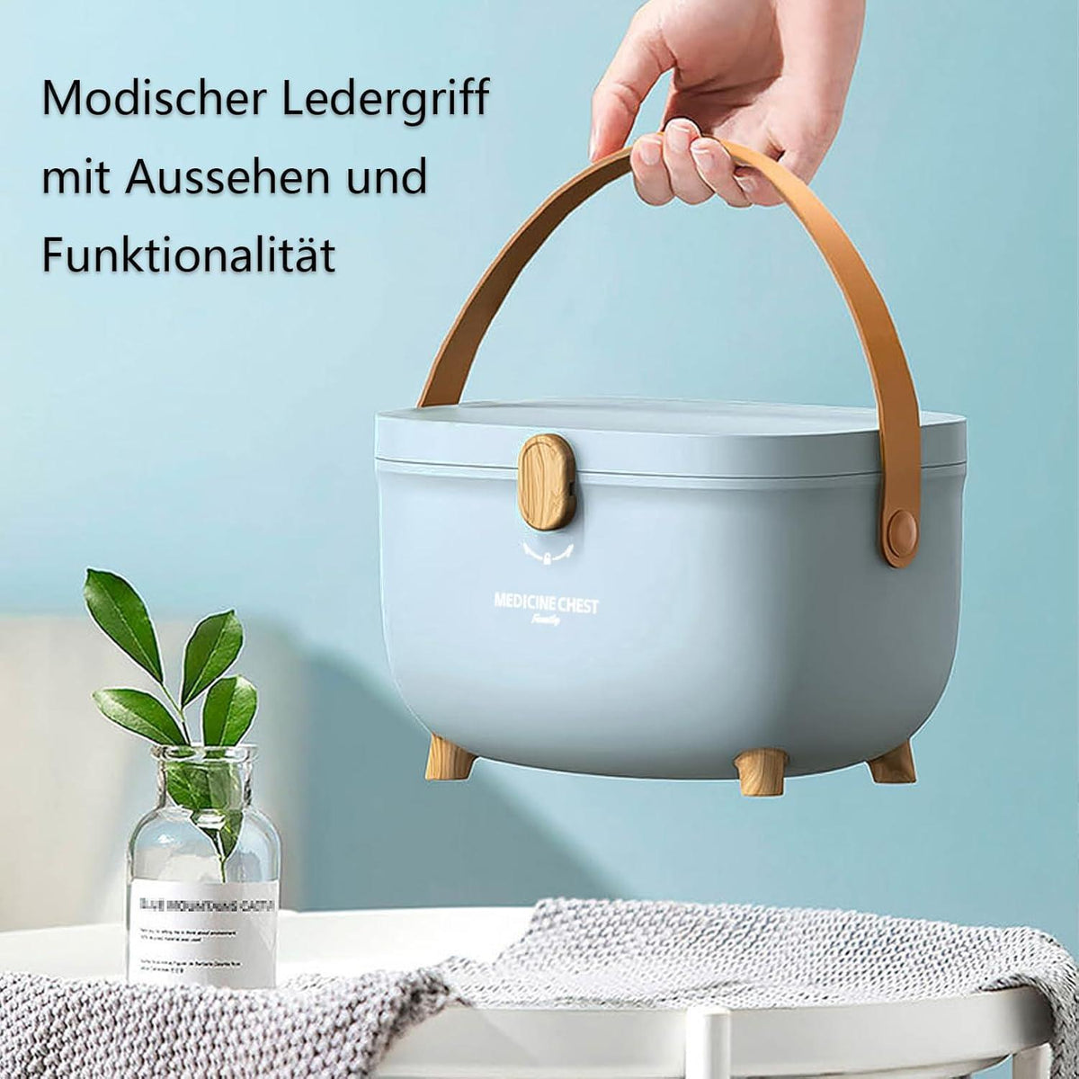 Hausapotheke Medizinbox mit Griff, Blau