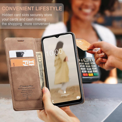 Samsung Galaxy A14 5G Handyhülle - Premium Leder Klappbar Flip Case - Braun
