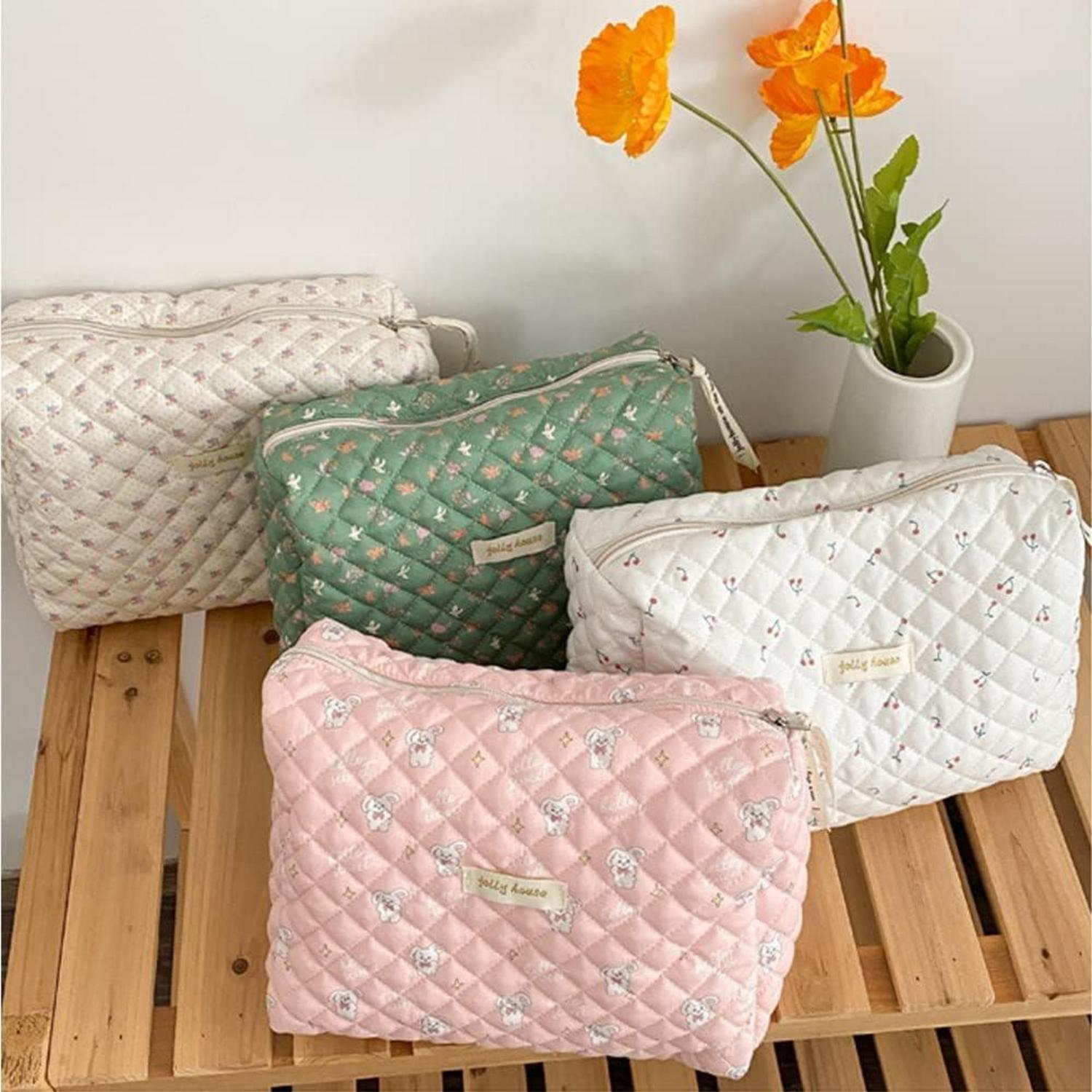 Große Kosmetiktasche mit Blumenmuster für Reise und Make-up
