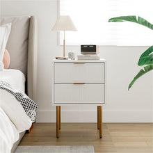 Nachttisch mit 2 Schubladen Weiß Gold Modern Boho