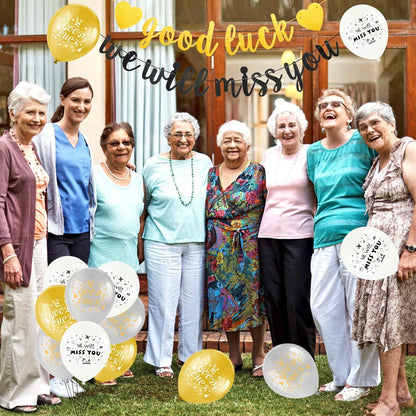 Abschiedsparty Deko We Will Miss You Banner Glitzer Luftballon Rente