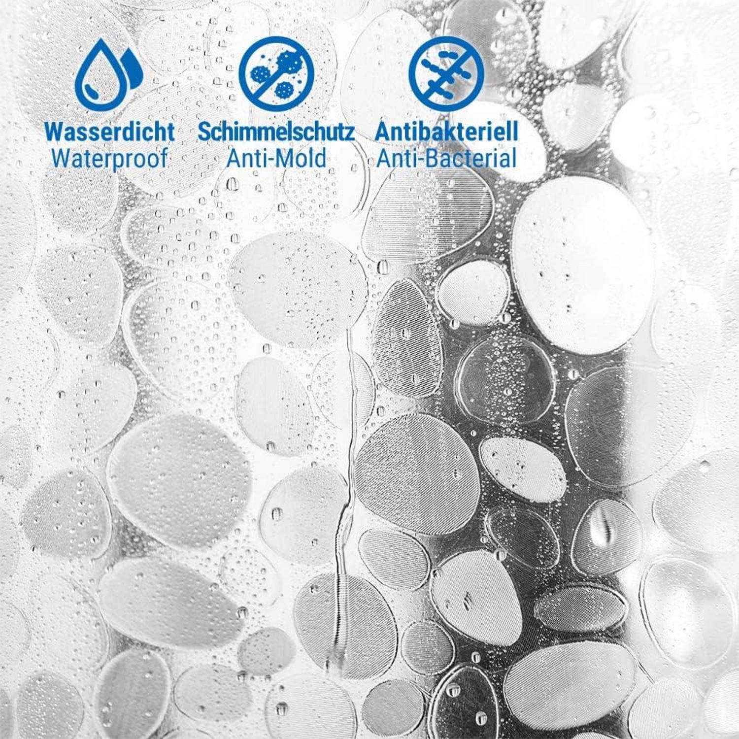 Duschvorhang 3D Steinmuster Eva 120x200cm Transparent Wasserdicht Anti Schimmel
