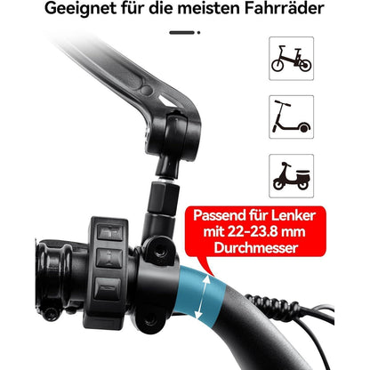 Coicer Fahrradspiegel E-Bike 360° Drehbar Klappbar Lenker