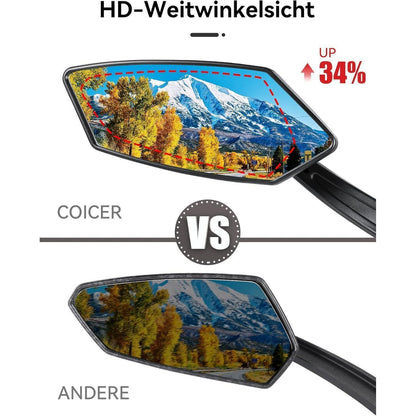 Coicer Fahrradspiegel E-Bike 360° Drehbar Klappbar Lenker