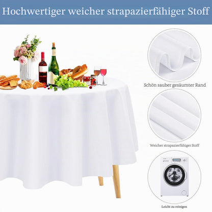 Weiße Polyester Tischdecke rund 305 cm - 8er Set für Hochzeit & Party