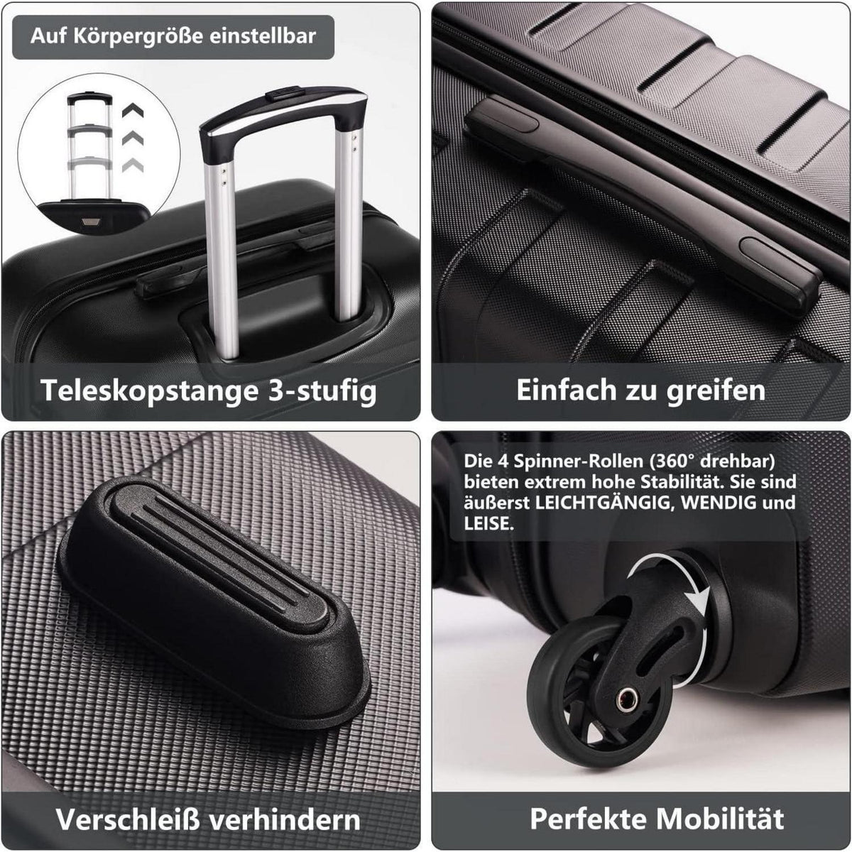 COOLIFE Mittelgroßer Trolley Koffer Dunkelblau 60L mit TSA-Schloss
