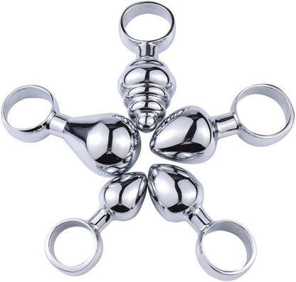 Mini Analplug Set mit Zugring Edelstahl für Anfänger