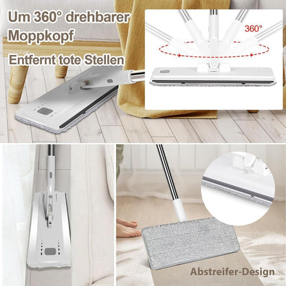 Wischmopp Set mit Eimer und 10 Mikrofaser Wischpads