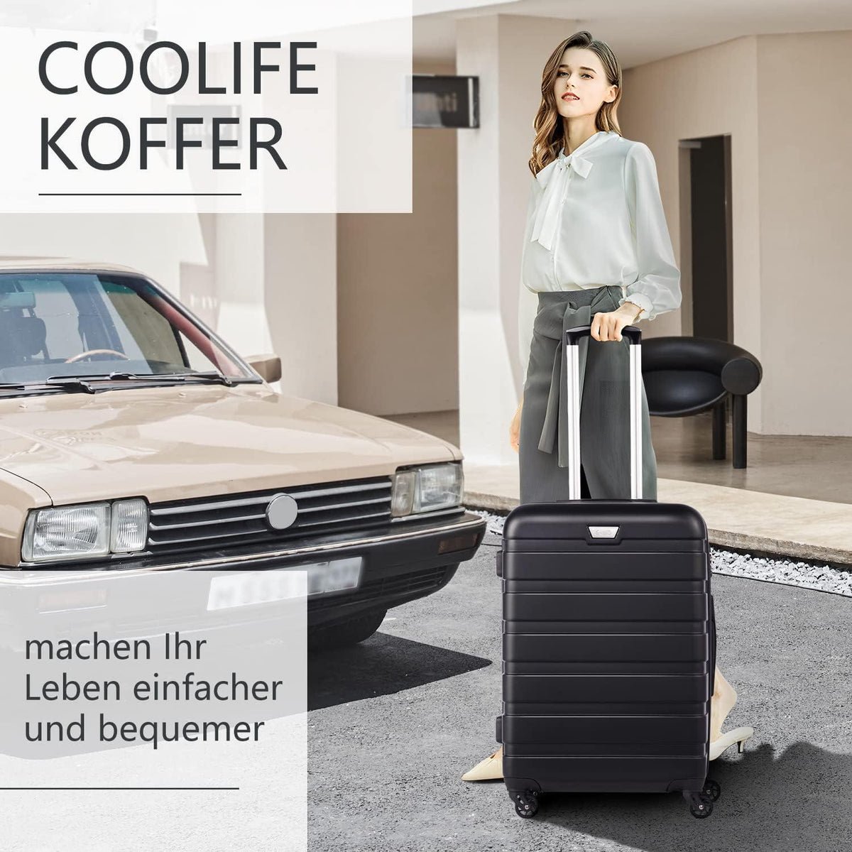 COOLIFE Hartschalen-Koffer Trolley Zitronengelb TSA-Schloss