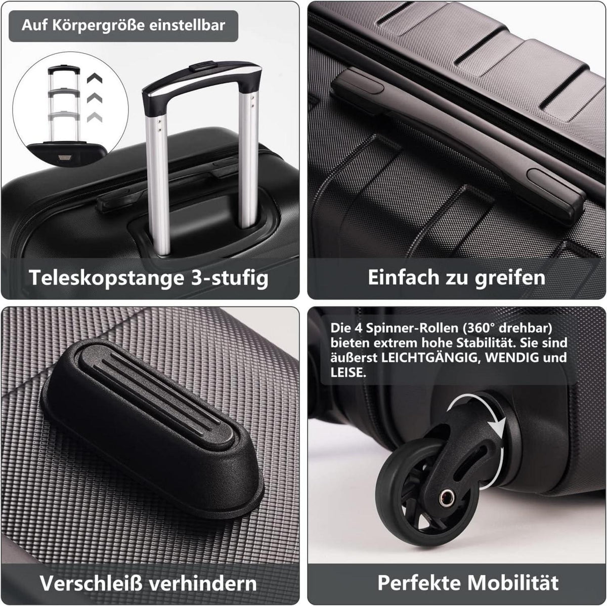 Hartschalen-Koffer Trolley Rollkoffer TSA-Schloss 4 Rollen Zitronengelb
