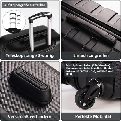 Hartschalen-Koffer Trolley Rollkoffer TSA-Schloss 4 Rollen Zitronengelb