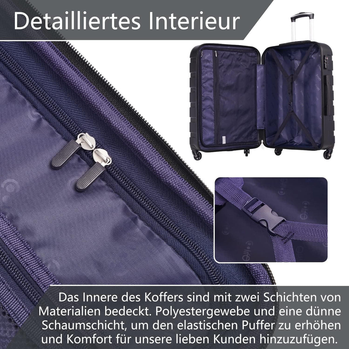 Hartschalen-Koffer Trolley Rollkoffer 4 Rollen TSA-Schloss