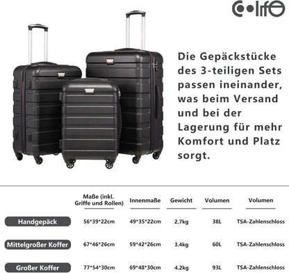 Hartschalen-Koffer Trolley Rollkoffer TSA-Schloss 4 Rollen Zitronengelb