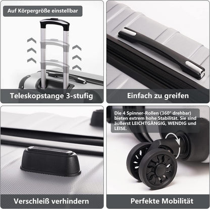COOLIFE Mittelgroßer Hartschalen-Koffer TSA-Schloss, 4 Rollen