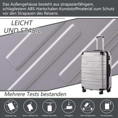 Hartschalen-Koffer Rollkoffer ABS TSA-Schloss 4 Rollen Schwarz
