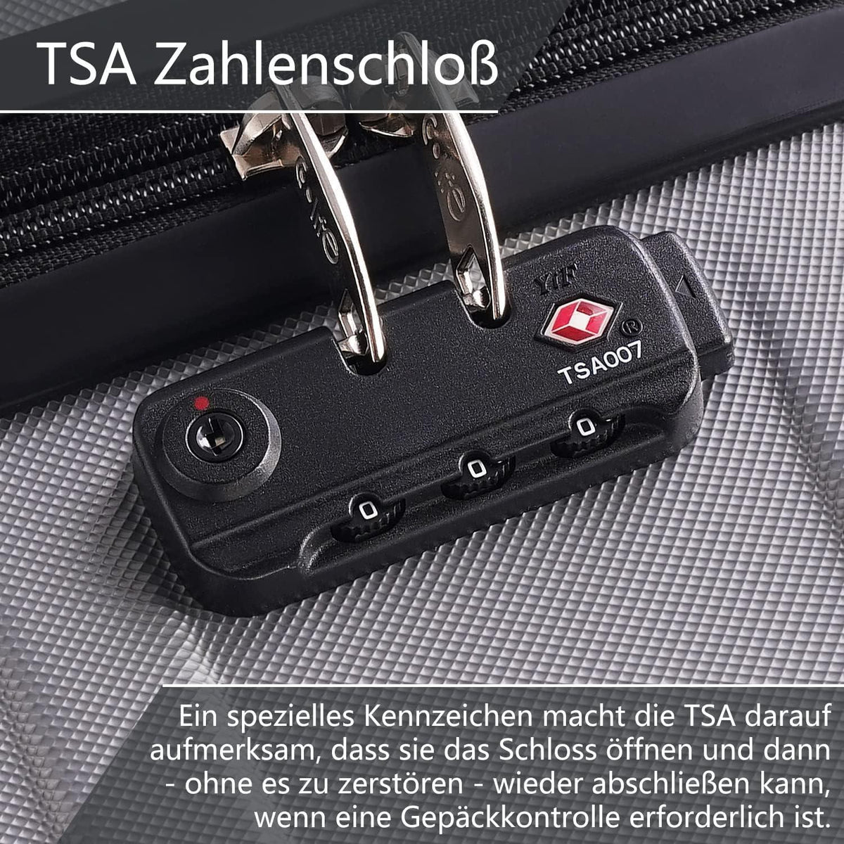 COOLIFE Hartschalen-Koffer 4 Rollen TSA-Schloss Dunkelgrau Handgepäck