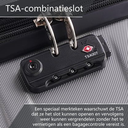 COOLIFE Hartschalen-Koffer Rollkoffer Set 3-teilig ABS Dunkelgrau TSA-Schloss