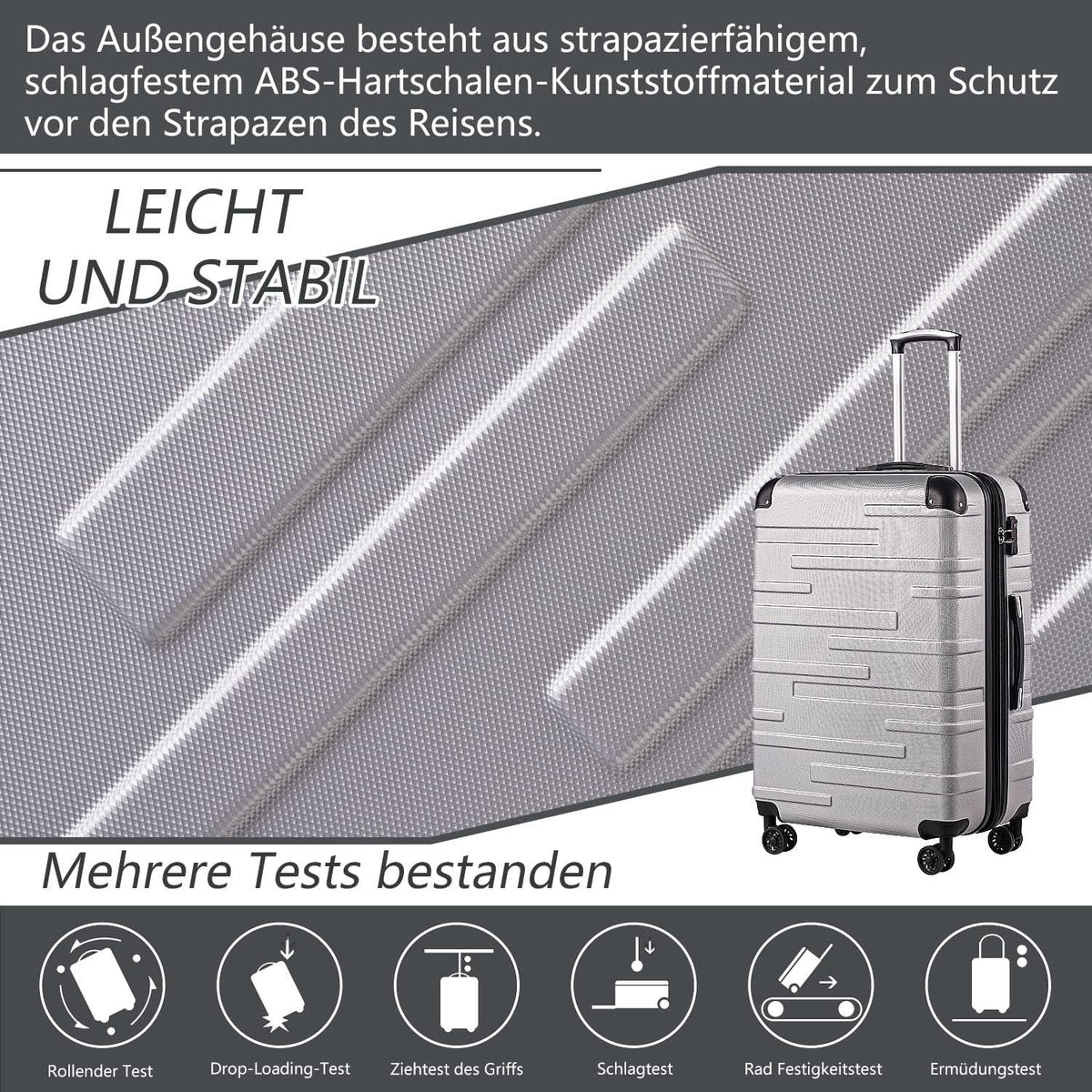 Hartschalen-Koffer Rollkoffer Reisekoffer TSA-Schloss 4 Rollen ABS