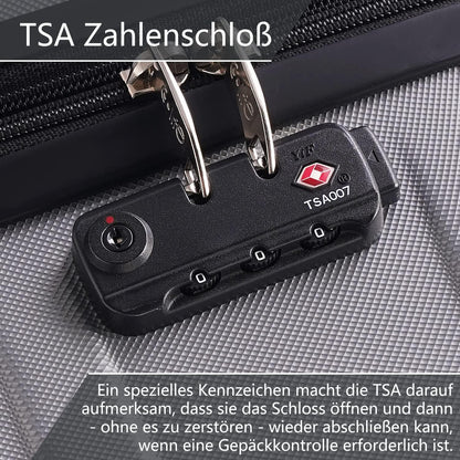 COOLIFE Hartschalen-Koffer Rollkoffer Reisekoffer ABS TSA 4 Rollen Handgepäck