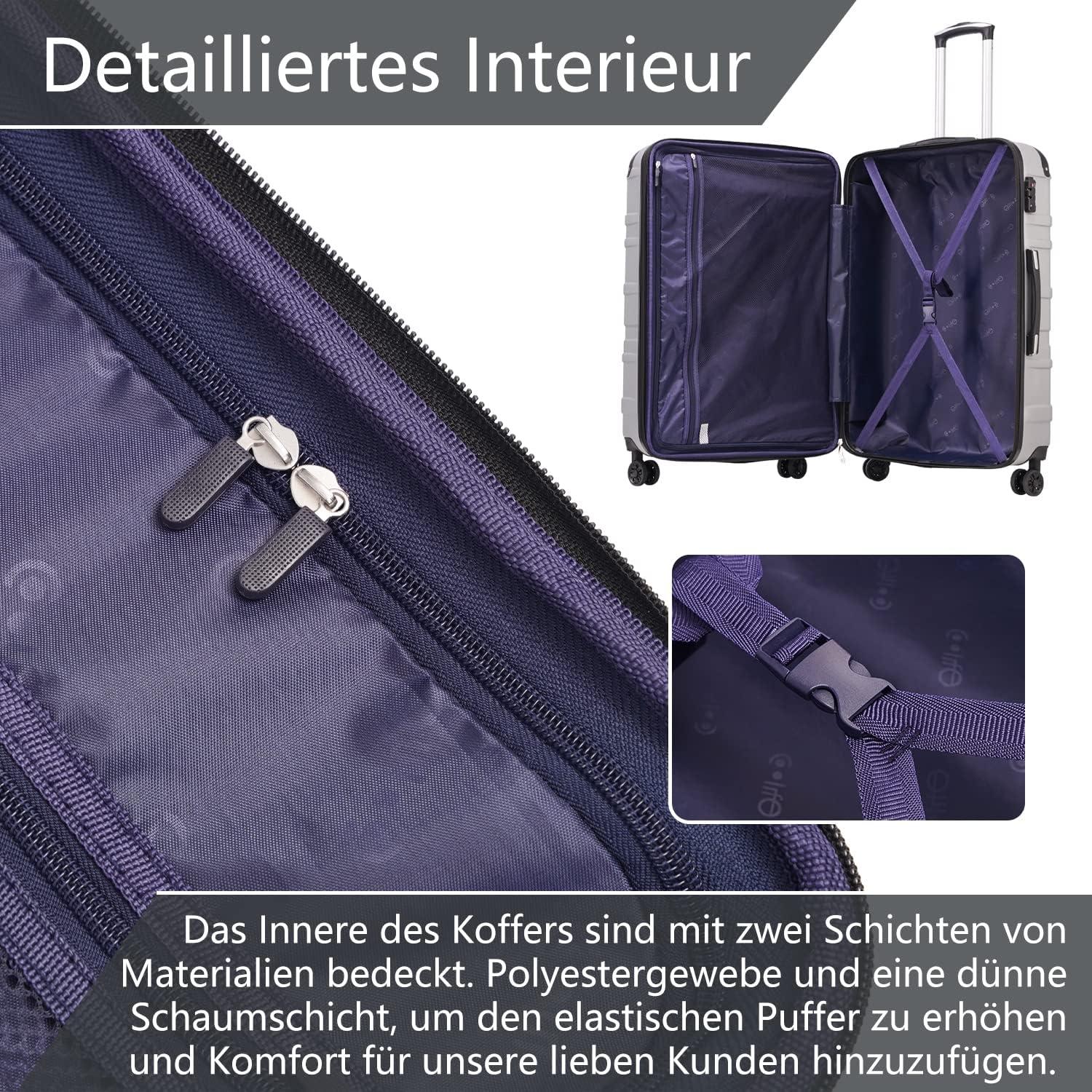 Hartschalen-Koffer Rollkoffer TSA-Schloss 4 Rollen Graulila