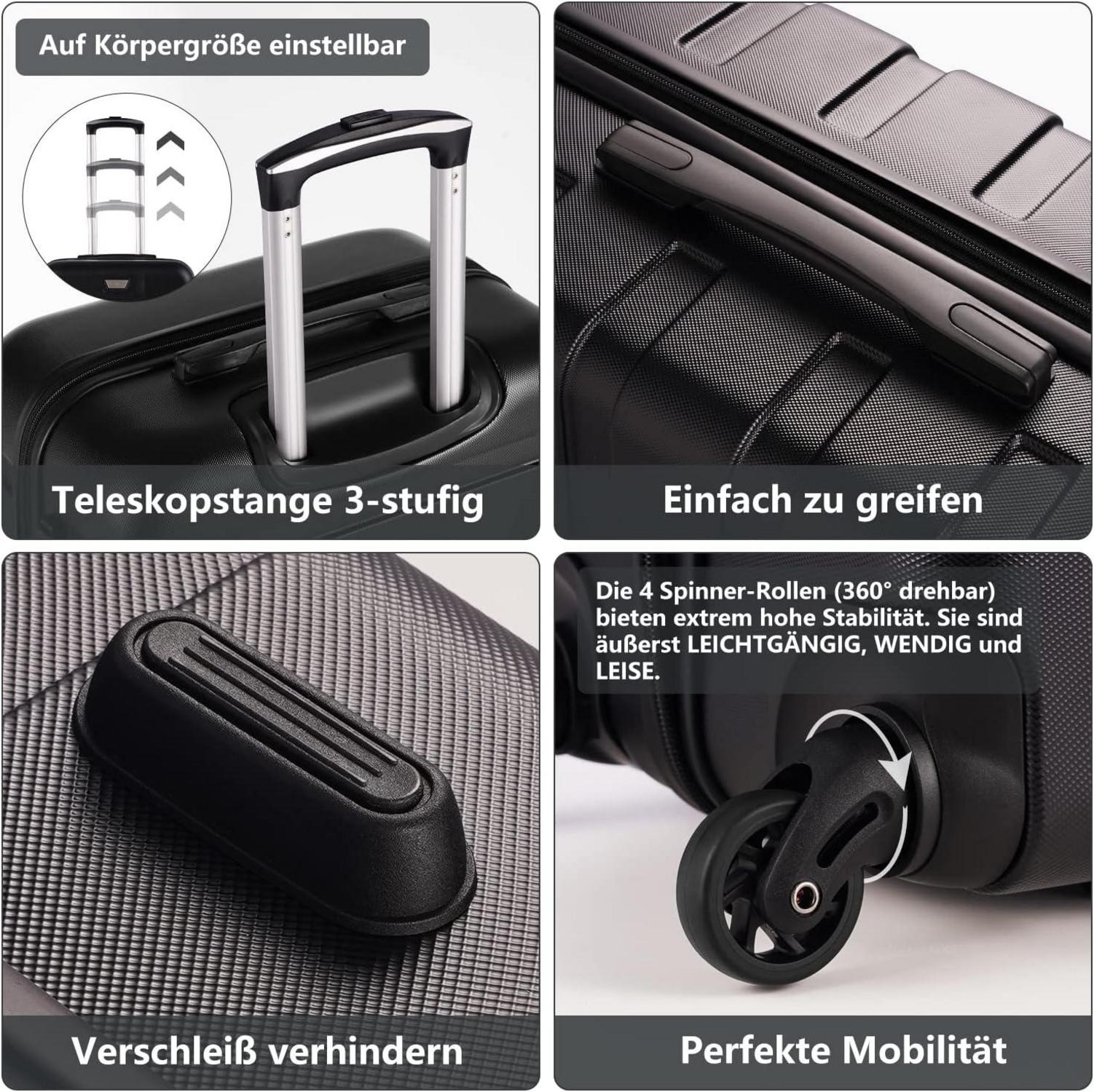 COOLIFE Premium Koffer Hartschale Trolley 4 Rollen TSA Handgepäck Spinell Rot