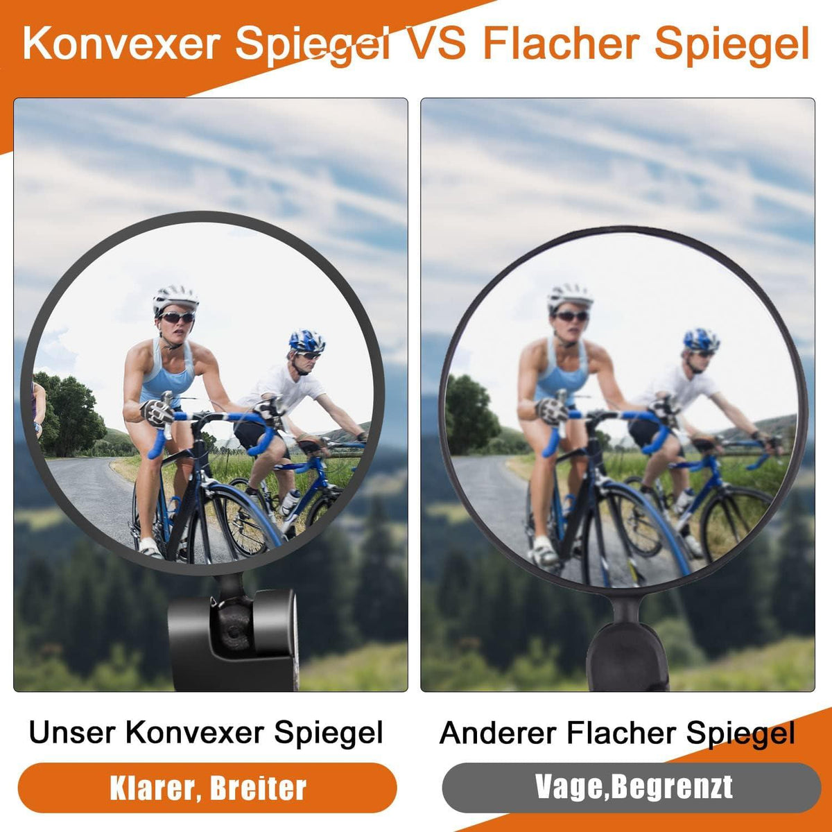 Fahrradspiegel Rückspiegel Lenkerendspiegel 360° Verstellbar E-Bike