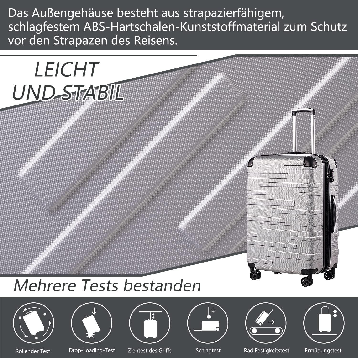 Hartschalen-Koffer Rollkoffer ABS TSA-Schloss 4 Rollen Türkisgrün