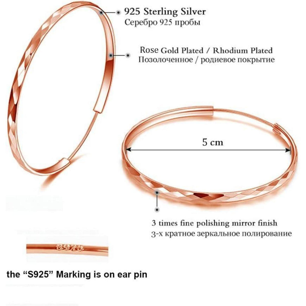 Große Silber Creolen 925 - Hoop Ring Ohrringe Damen