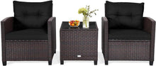 3tlg. Polyrattan Gartenmöbel Set Lounge, Schwarz