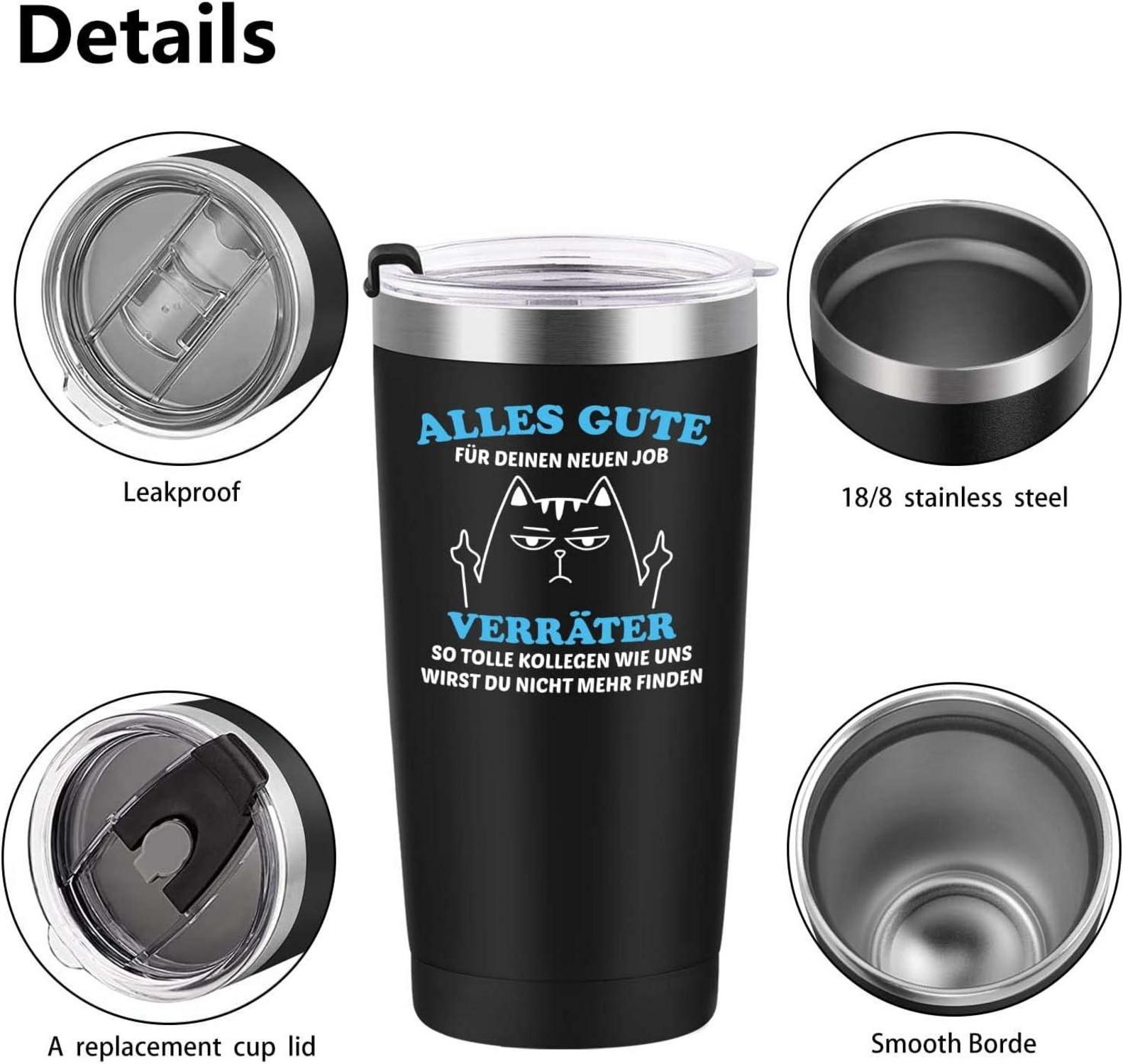 Kollegen Abschiedsgeschenk Tasse 600ml Doppelwandig Thermobecher