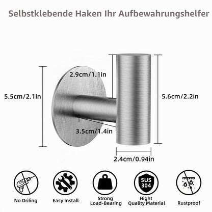 Handtuchhaken selbstklebend Edelstahl gebürstet Silber