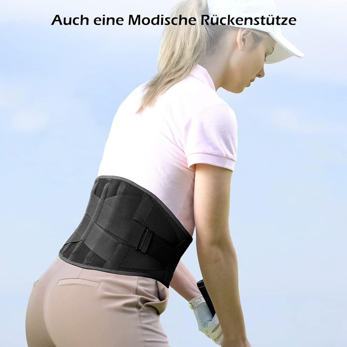 Rückenbandage Herren Damen atmungsaktiv 5 Aufenthalten Sport S Schwarz