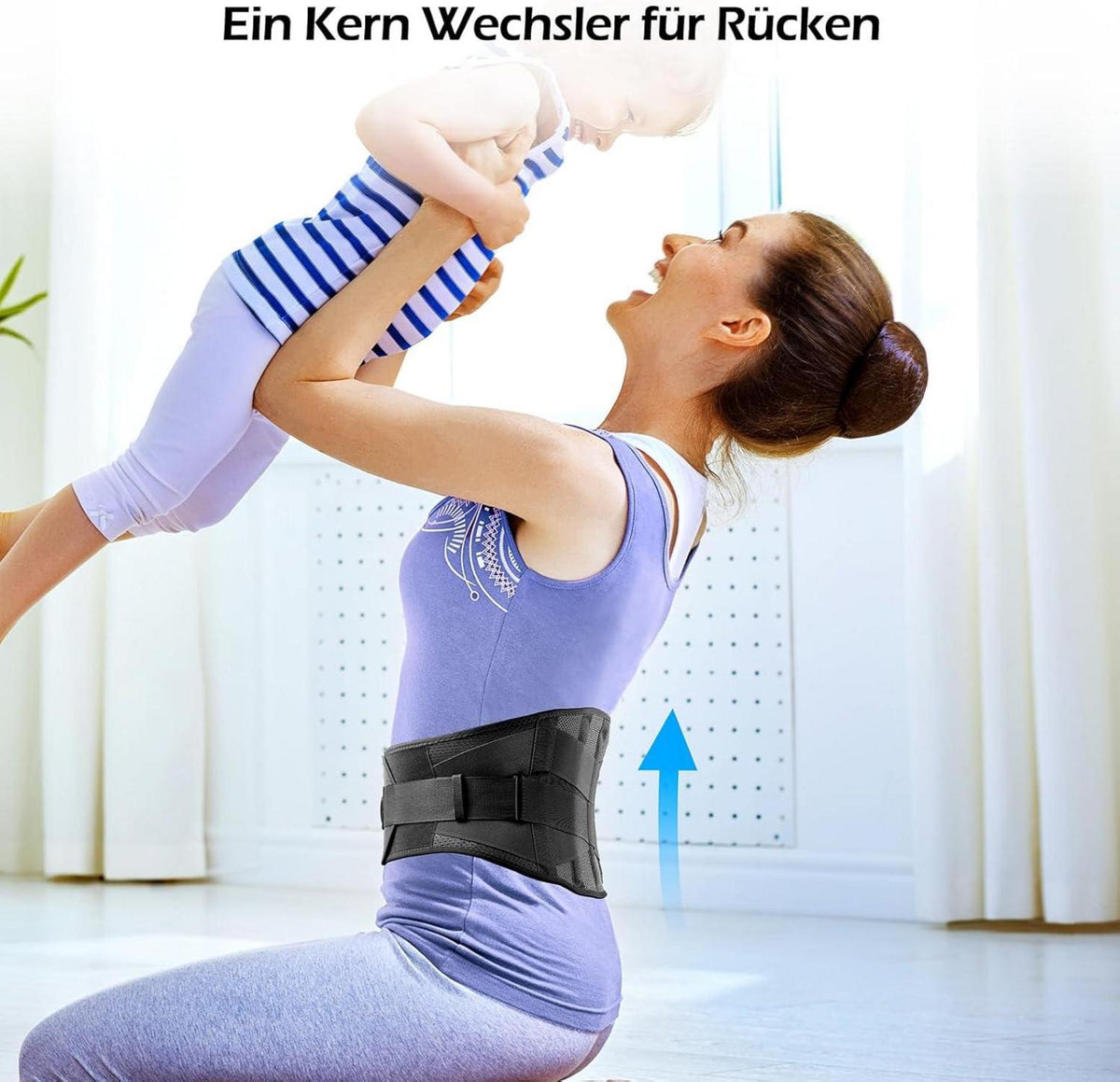 Rückenbandage Atmungsaktiv mit 5 Aufenthalten, Sport Schwarz