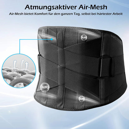 Rückenbandage FREETOO Herren Damen Rückengurt 5 Stützen Sport XXL Schwarz