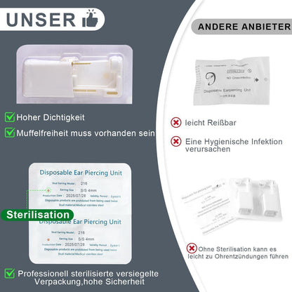 Ohrlochstechpistolen Set 6 Stück, steril, schmerzfrei, Roségold