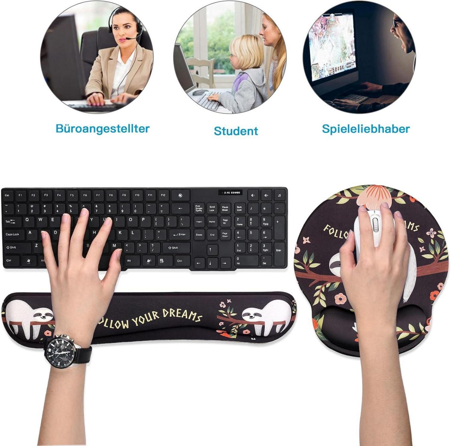 Ergonomisches Mauspad mit Gelkissen Handgelenkauflage 2-in-1 Set