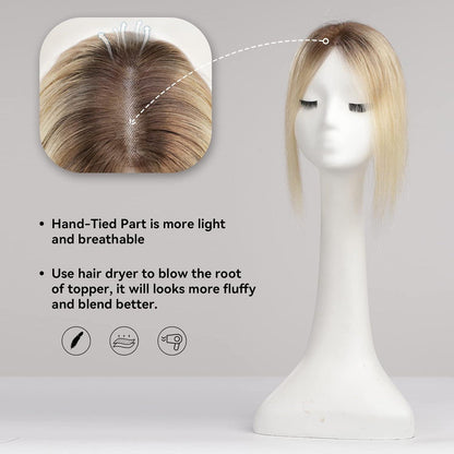 Hellblonde Haar Topper | Remy Echthaar | Dünnes Haar Abdeckung