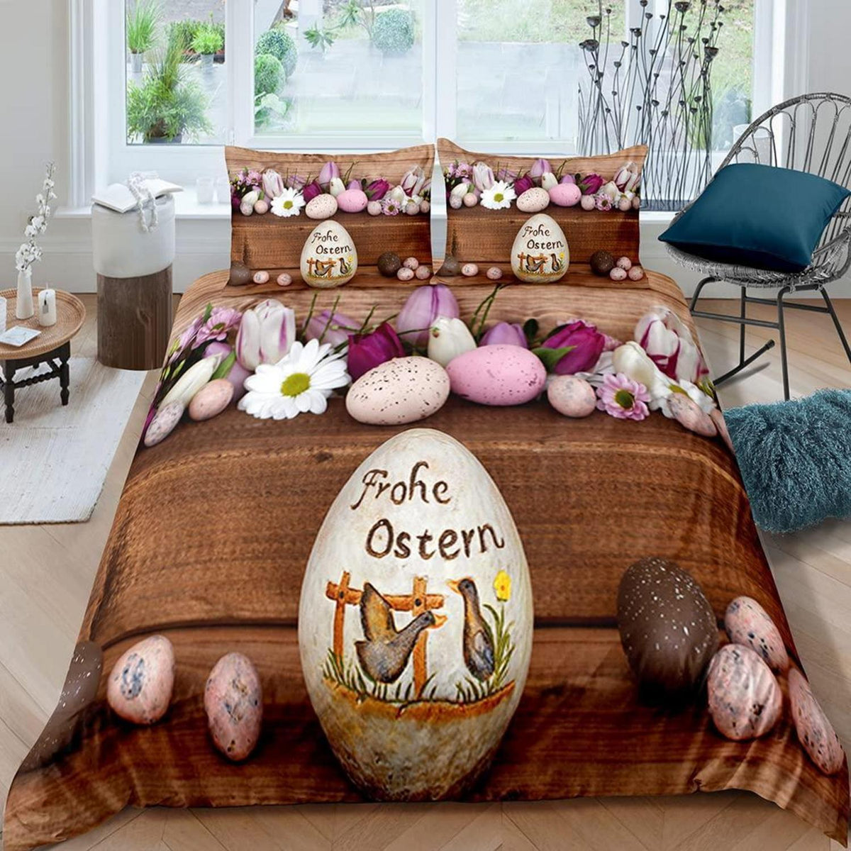 Kinder Bettwäsche 135x200 cm, 4-teilig, Ostermotiv 3D