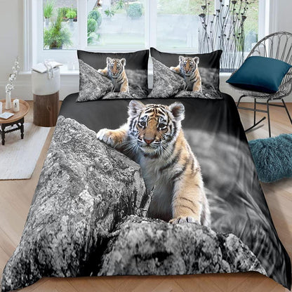 Teenager Bettwäsche Tiger 200x200 cm 3-teilig Mikrofaser