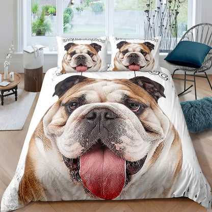 Englische Bulldogge Bettwäsche-Set 220x240cm 3-teilig Mikrofaser