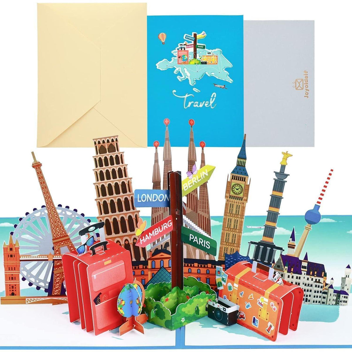 3D Reisegutschein Pop-Up Karte Urlaub Flugticket Geschenk