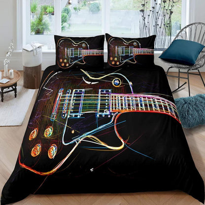 Kinder Bettwäsche Gitarre 135x200 cm 4-teilig – Weiche Mikrofaser