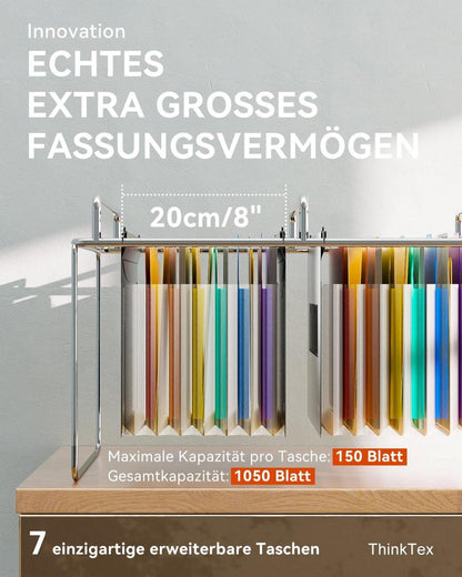 Hängeregister A4 mit Erweiterbaren Taschen, 7 Akkordeon-Taschen, 3 Stück